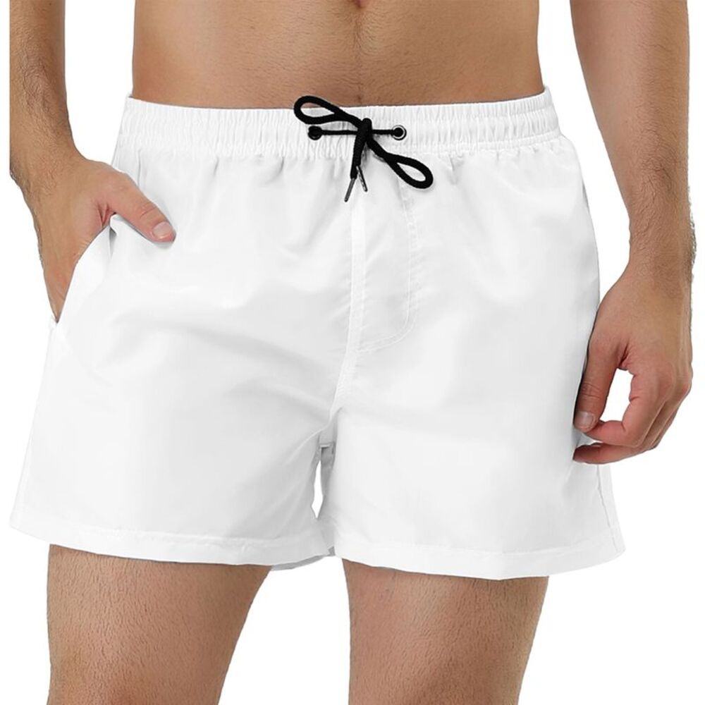 Swim Shorts Summer Drawstring Waist Color Mesh Lining Swimming Board Shorts
